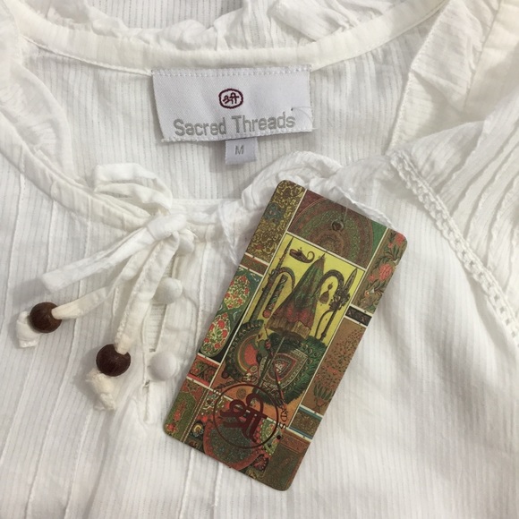 Sacred Threads Ruffle White Top - Picture 3 of 3